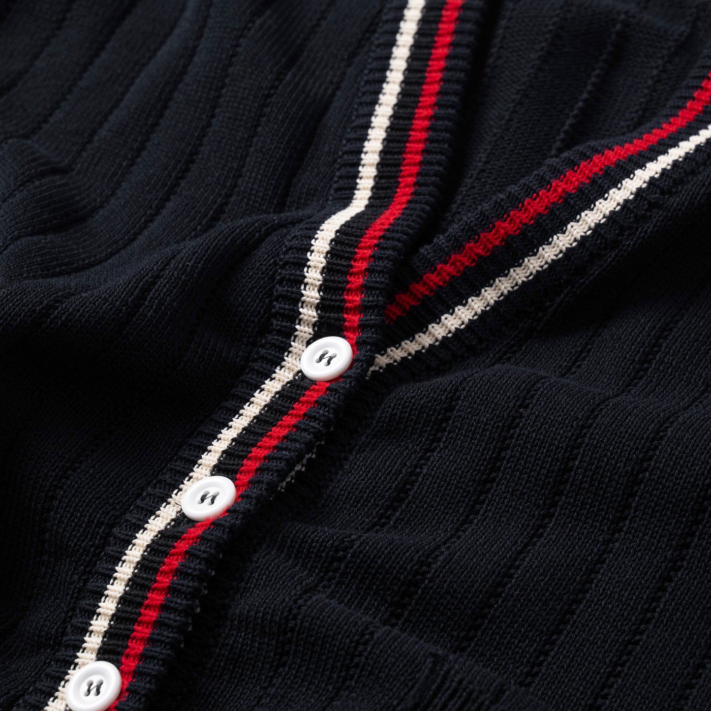 ATYS® 2 - LINE KNIT COTTON CARDIGAN