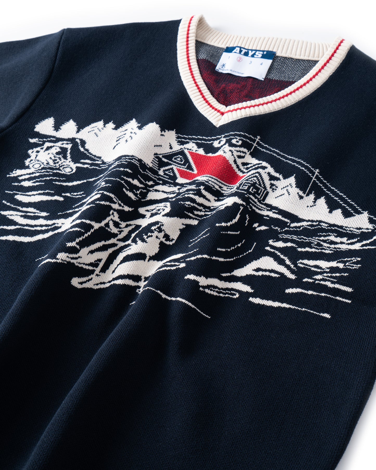 ATYS® "MOUNTAIN DREAM" V-NECK KNIT COTTON T-SHIRT