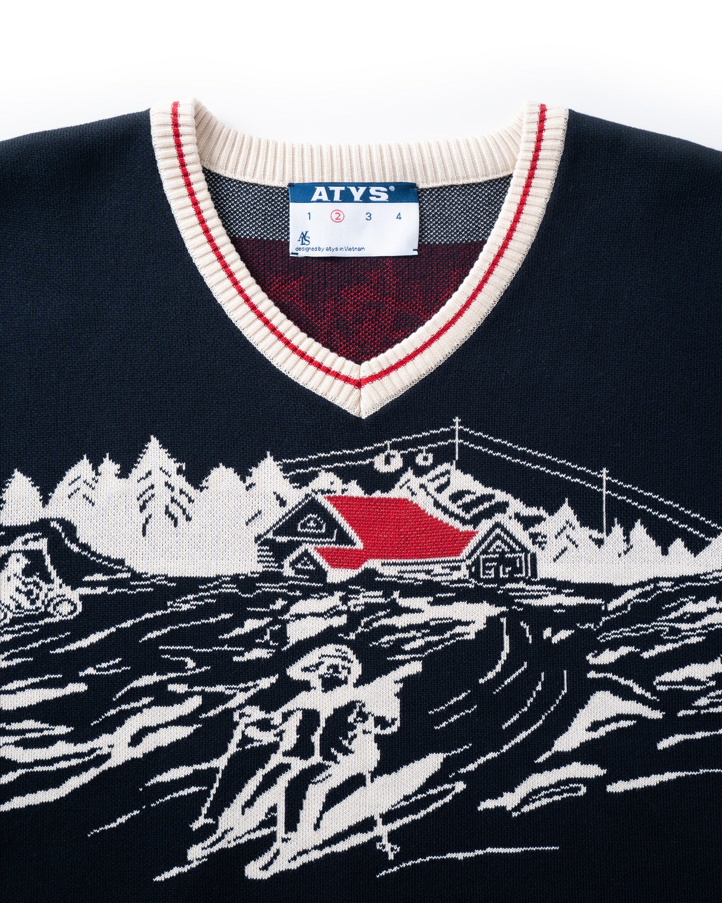 ATYS® "MOUNTAIN DREAM" V-NECK KNIT COTTON T-SHIRT