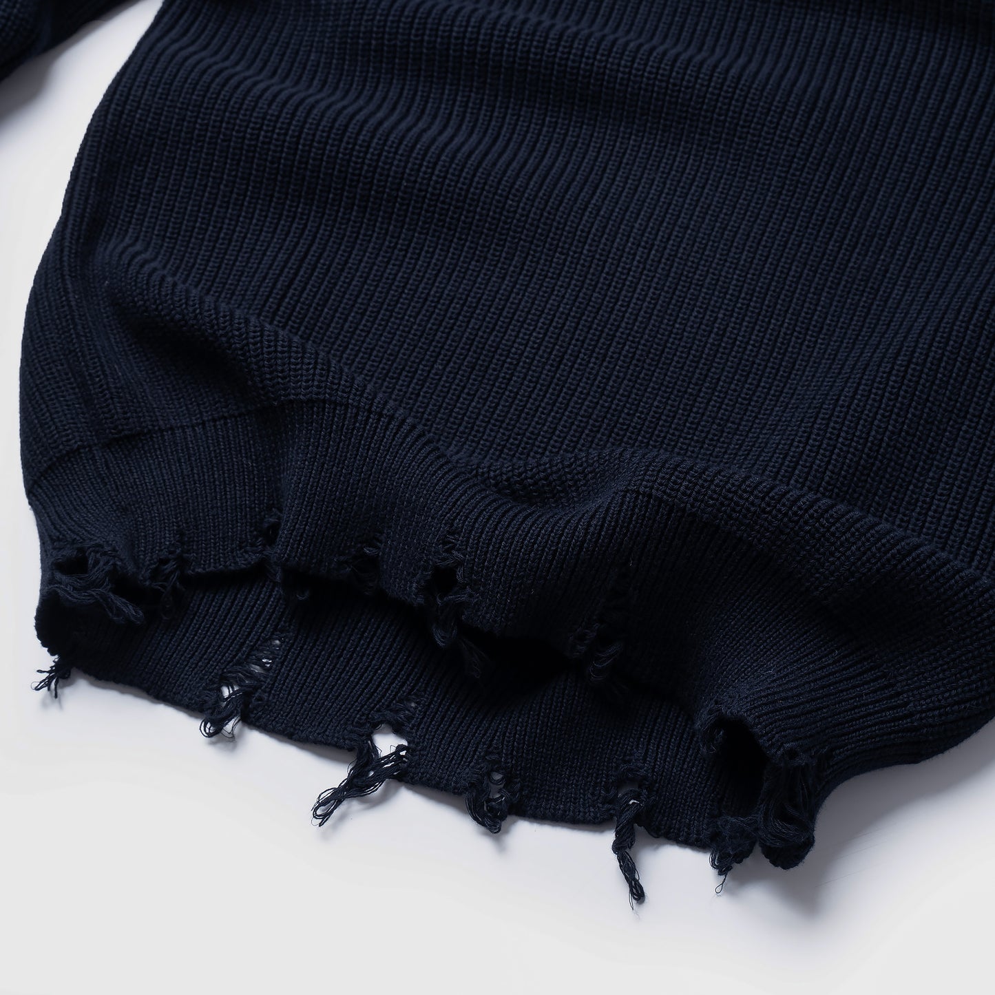 ATYS® SIGNATURE LOGO RIPPED KNIT COTTON SWEATER