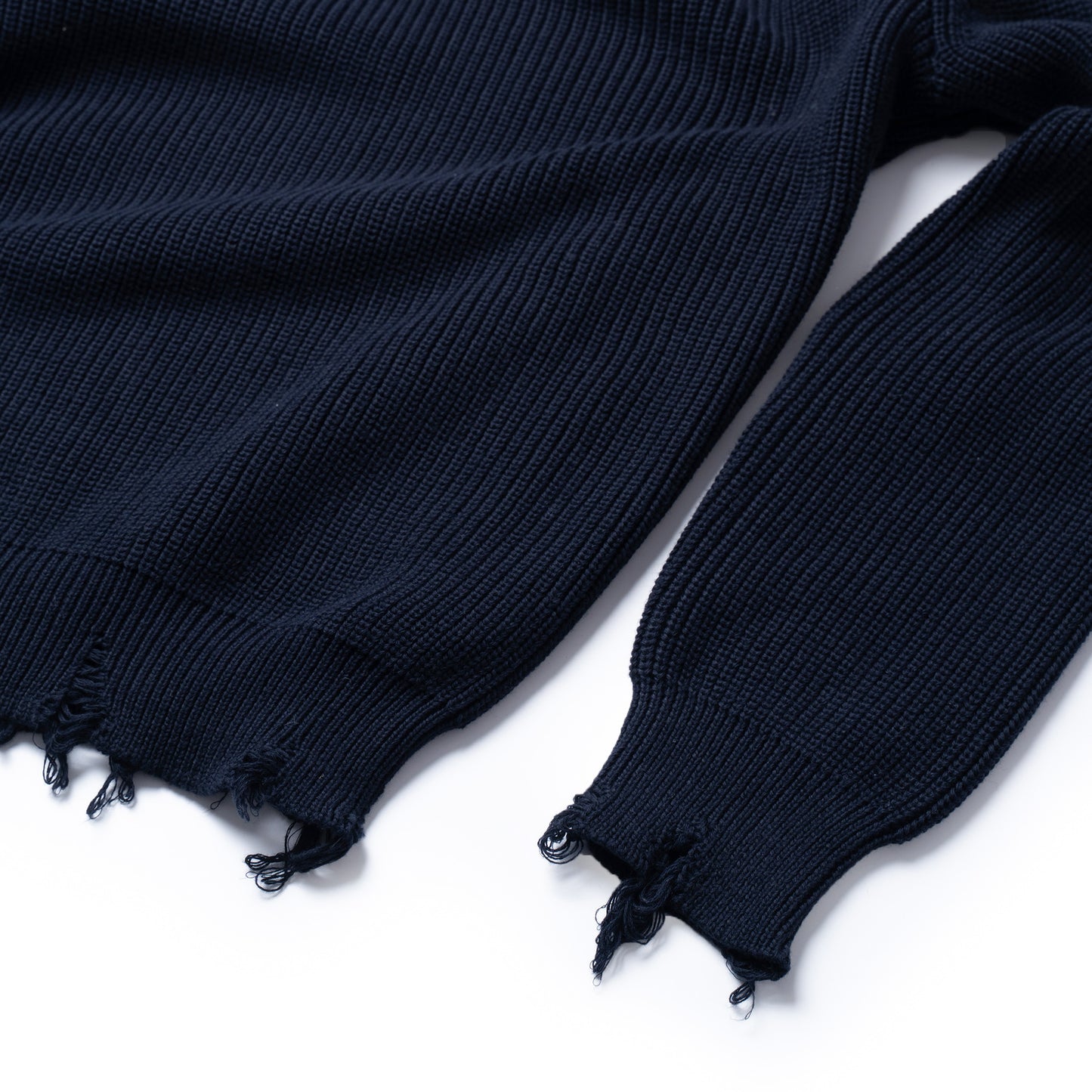 ATYS® SIGNATURE LOGO RIPPED KNIT COTTON SWEATER