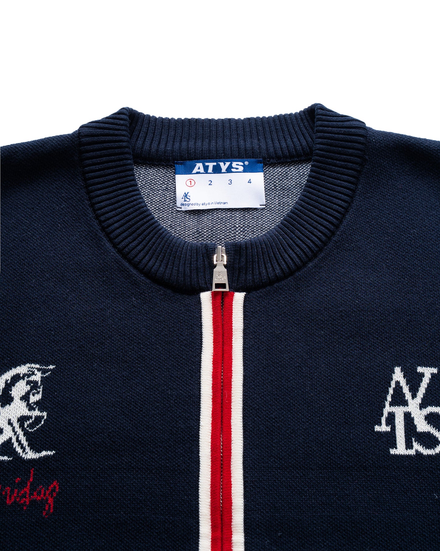 ATYS® "MUSTANG" ROUND NECK ZIPPER KNIT JACKET