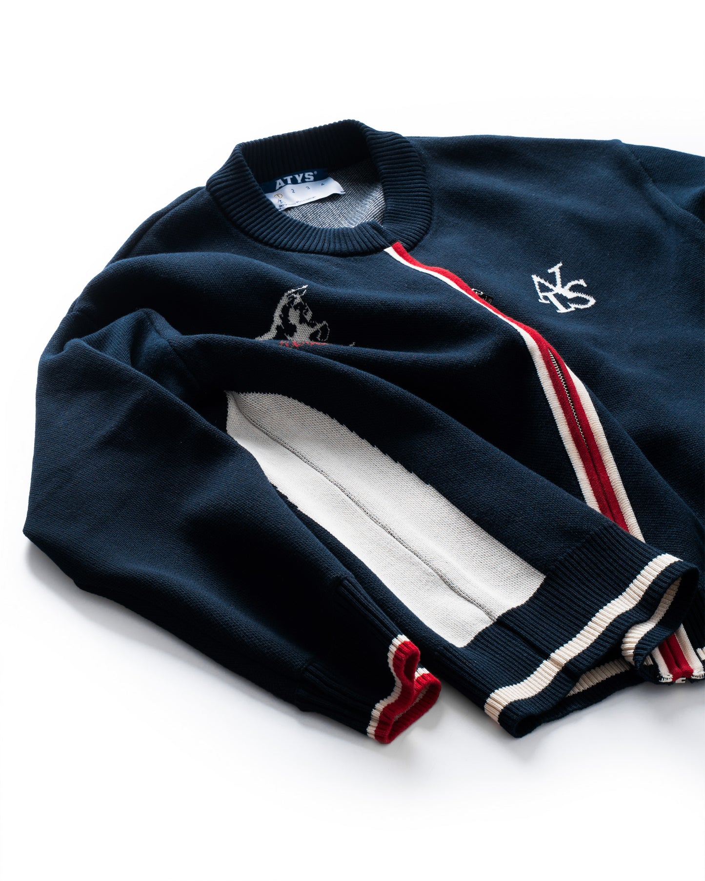 ATYS® "MUSTANG" ROUND NECK ZIPPER KNIT JACKET