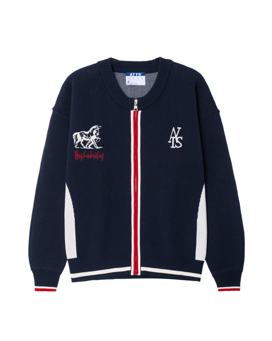 ATYS® "MUSTANG" ROUND NECK ZIPPER KNIT JACKET