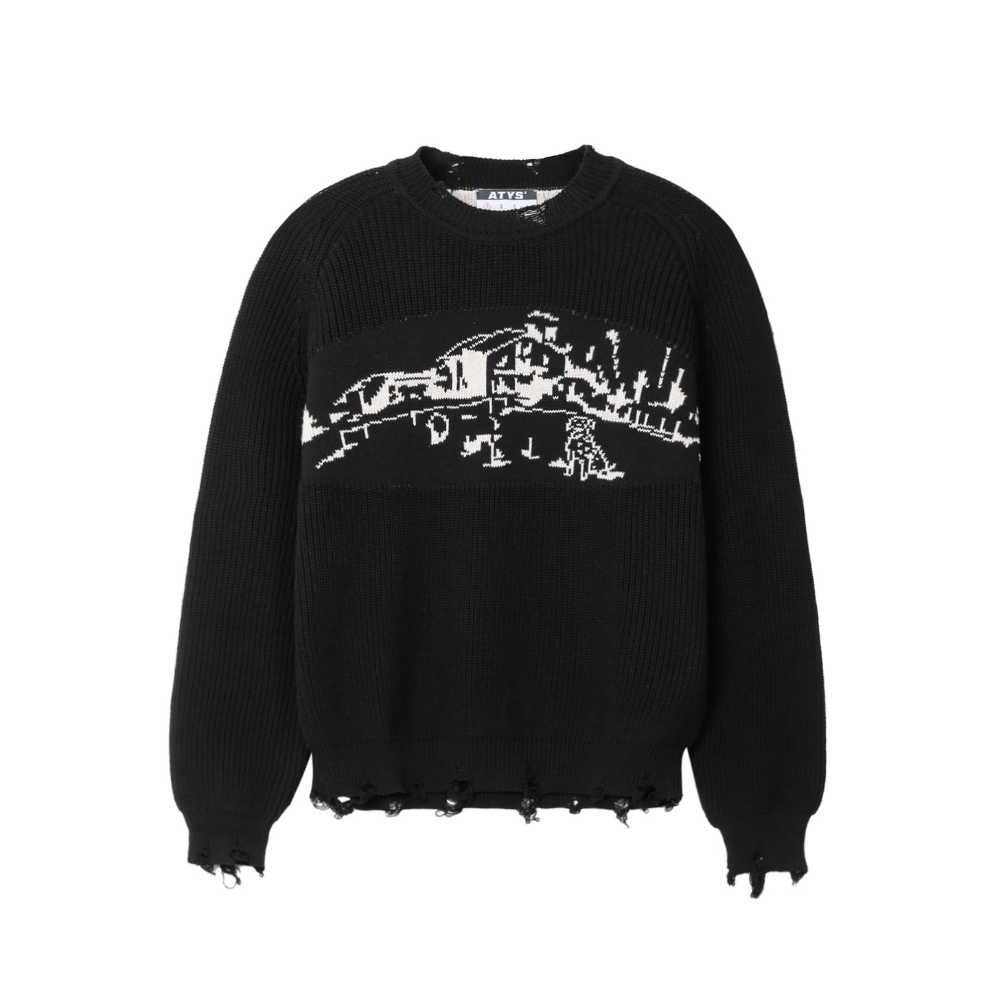 ATYS® HOMELAND RIPPED KNIT COTTON SWEATER