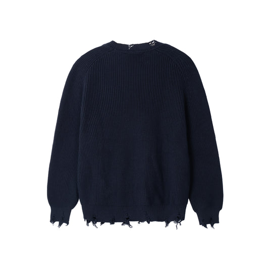 ATYS® SIGNATURE LOGO RIPPED KNIT COTTON SWEATER