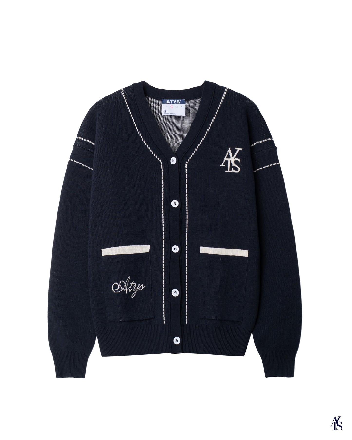 ATYS® STITCHED LINE KNIT COTTON CARDIGAN