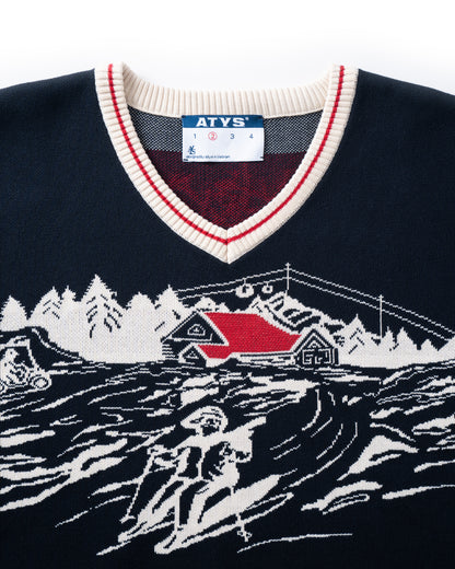 ATYS® "MOUNTAIN DREAM" V-NECK KNIT COTTON T-SHIRT