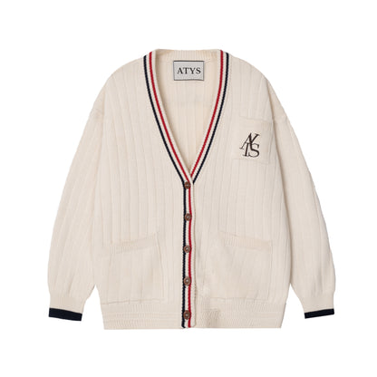 ATYS® 2 - LINE KNIT COTTON CARDIGAN