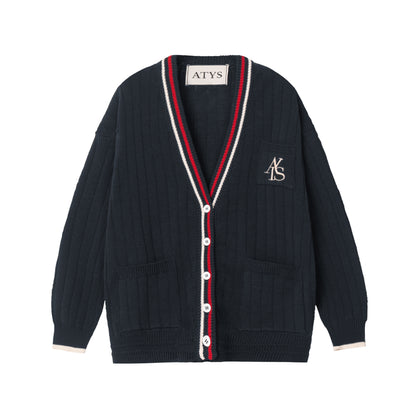ATYS® 2 - LINE KNIT COTTON CARDIGAN