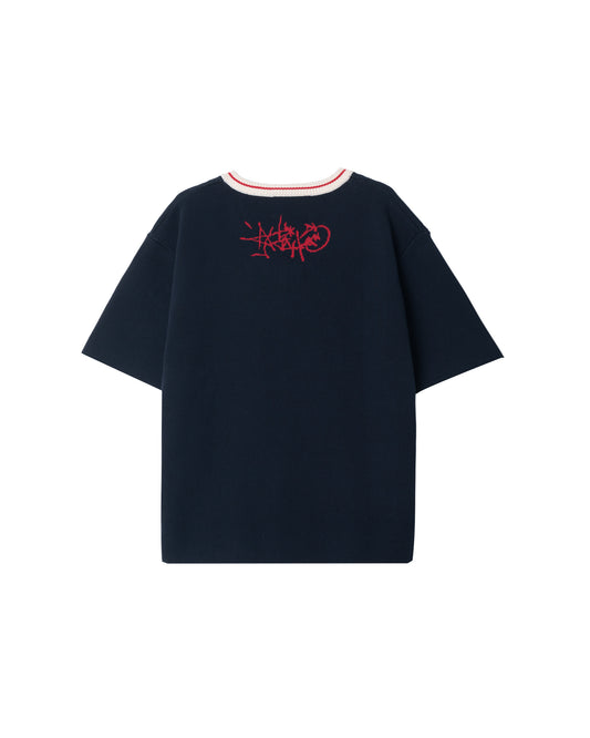 ATYS® "MOUNTAIN DREAM" V-NECK KNIT COTTON T-SHIRT