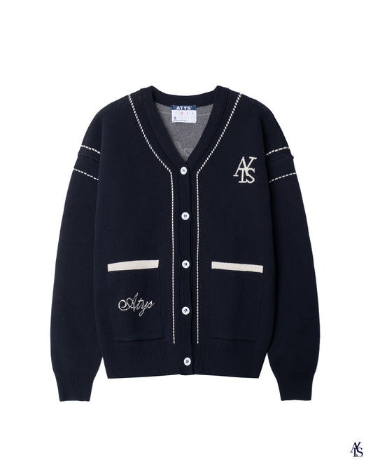 ATYS® STITCHED LINE KNIT COTTON CARDIGAN