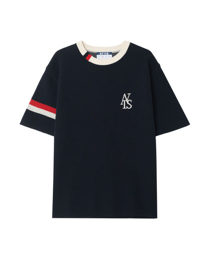 ATYS® TRICOLOR SIGNATURE KNIT COTTON T-SHIRT